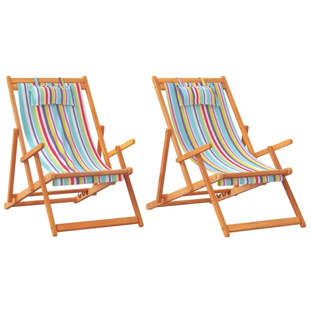 Folding Beach Chairs 2 pcs Multicolour Fabric 3214483 - Furniture