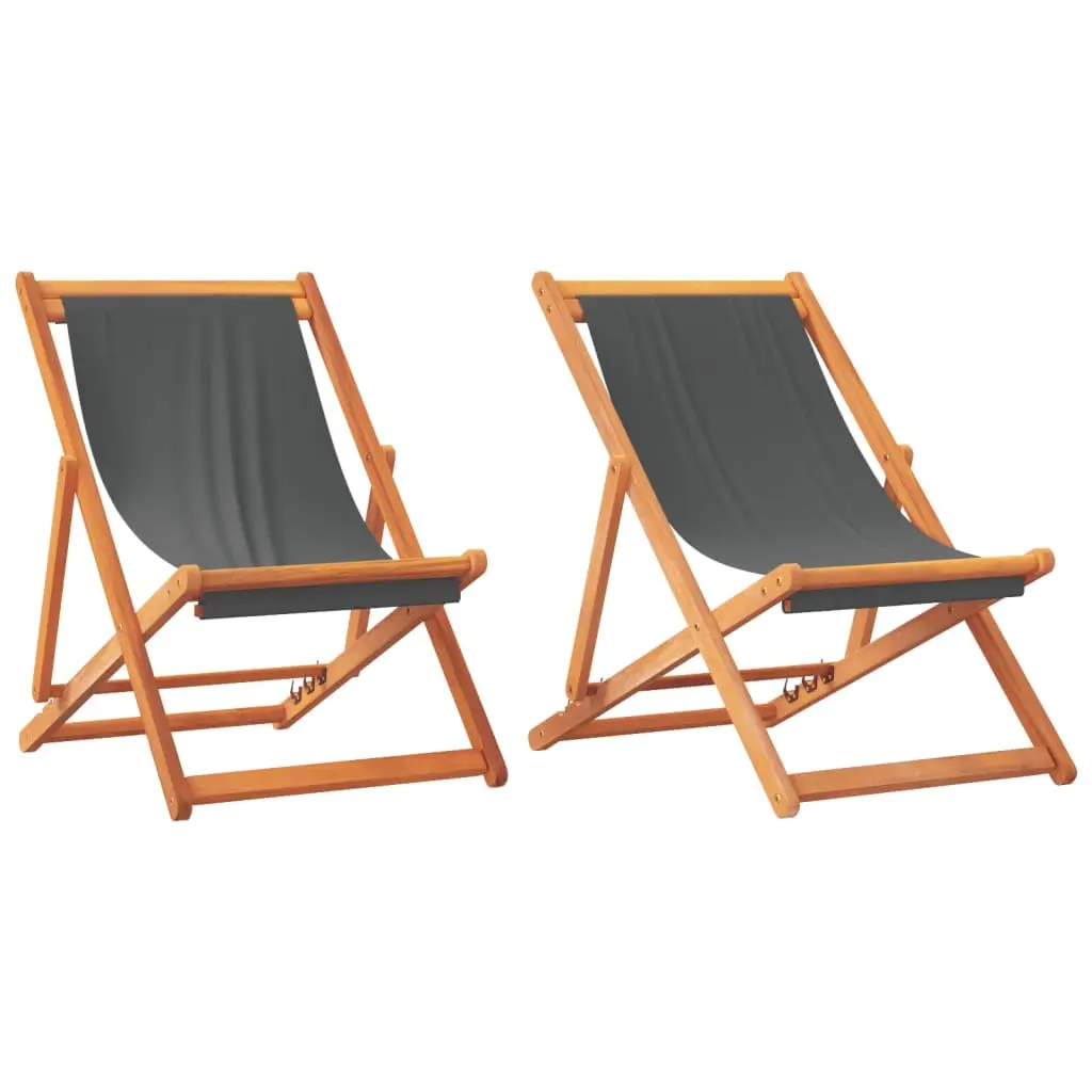 Folding Beach Chairs 2 pcs Grey Fabric 3214493 - Furniture