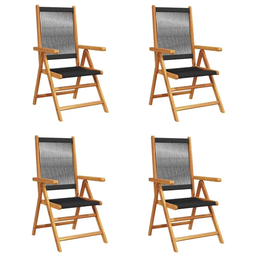 Reclining Garden Chairs 4 pcs Black Solid Wood Acacia 3214529 - Furniture