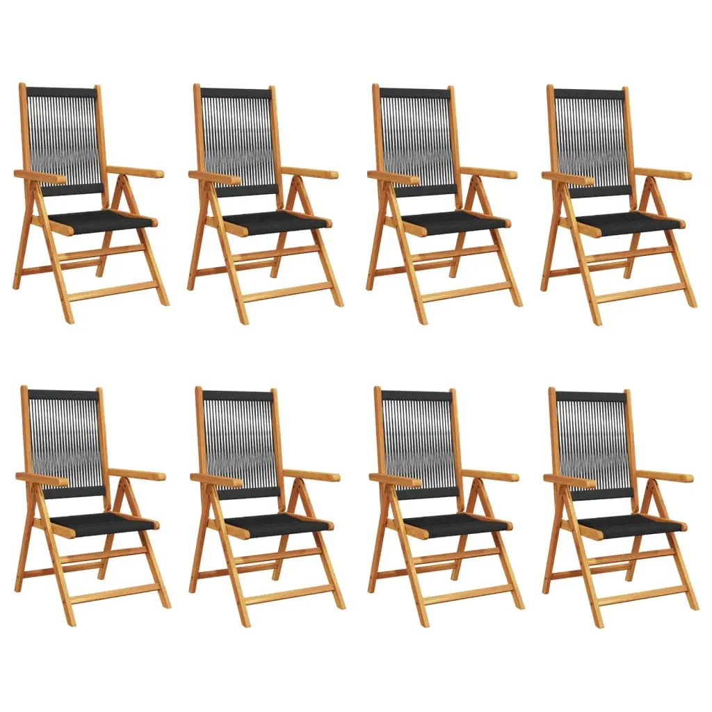 Reclining Garden Chairs 8 pcs Black Solid Wood Acacia 3214531 - Furniture