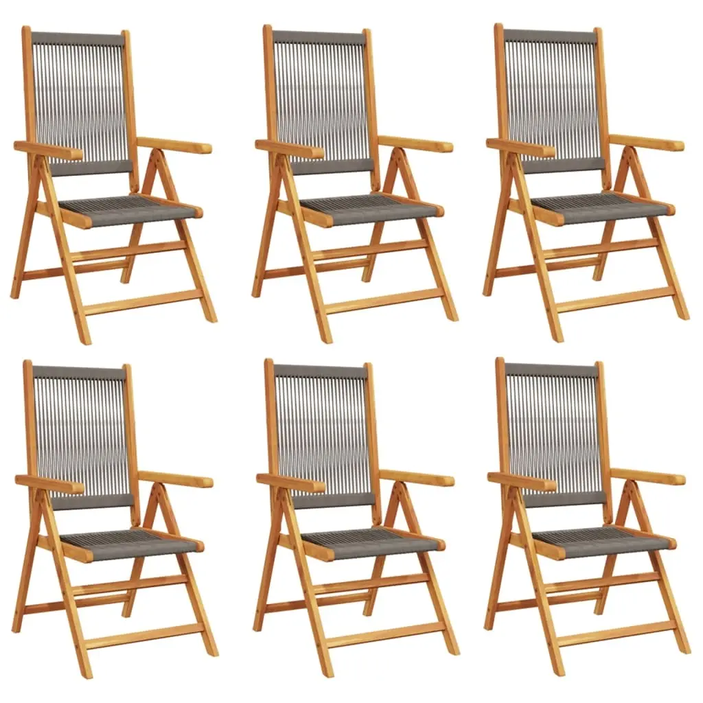 Reclining Garden Chairs 6 pcs Grey Solid Wood Acacia 3214533 - Furniture