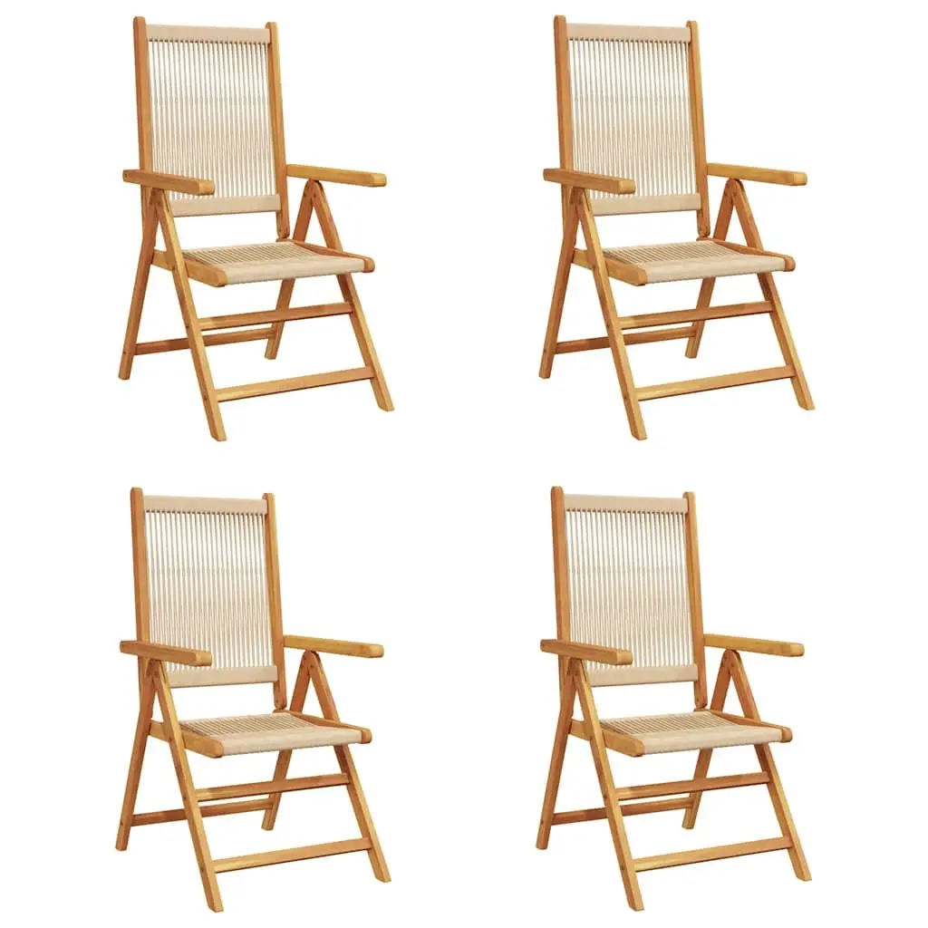 Reclining Garden Chairs 4 pcs Beige Solid Wood Acacia 3214535 - Furniture