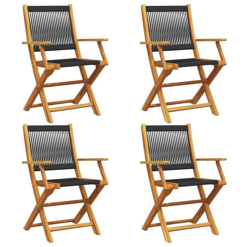Folding Garden Chairs 4 pcs Black Solid Wood Acacia 3214565 - Furniture