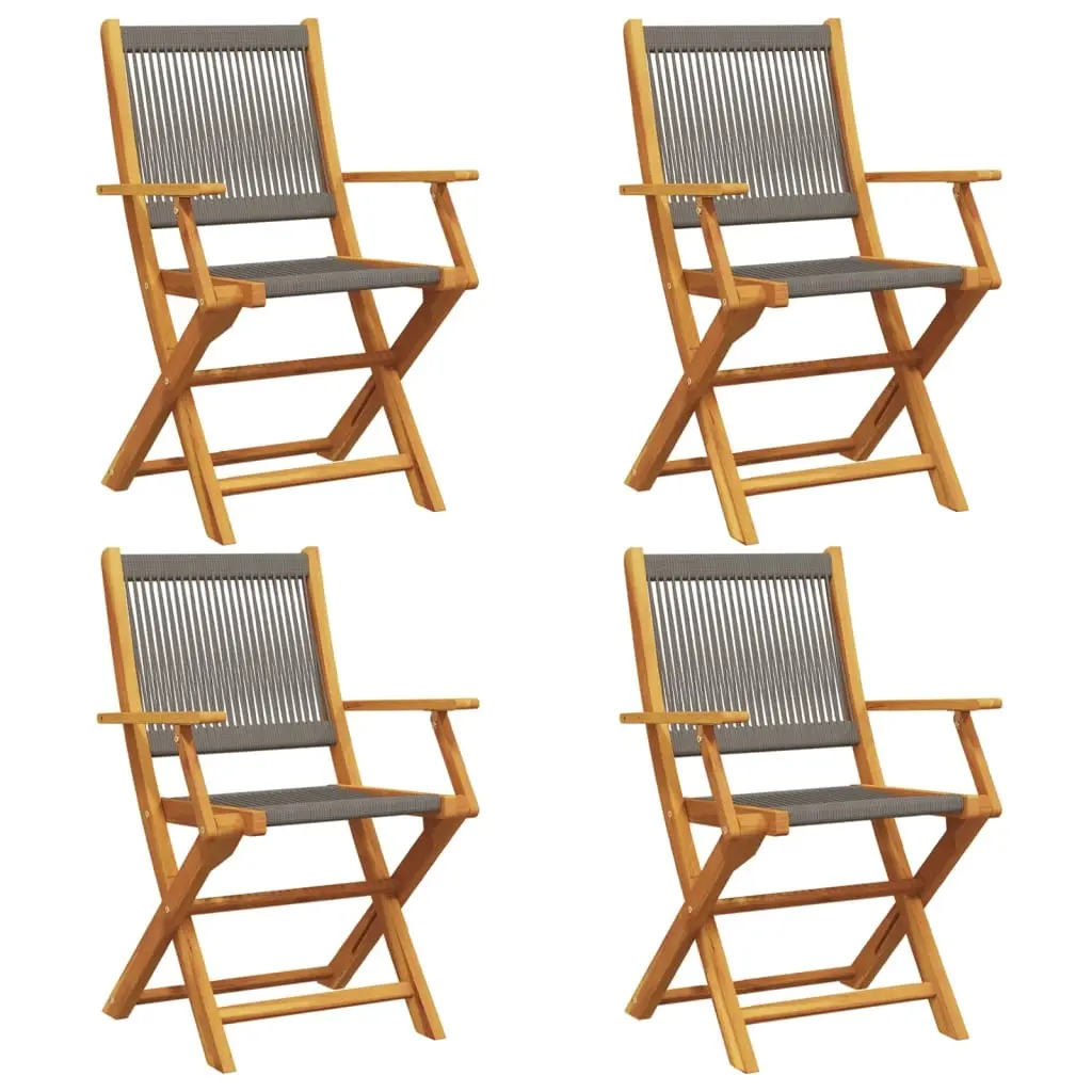 Folding Garden Chairs 4 pcs Grey Solid Wood Acacia 3214568 - Furniture