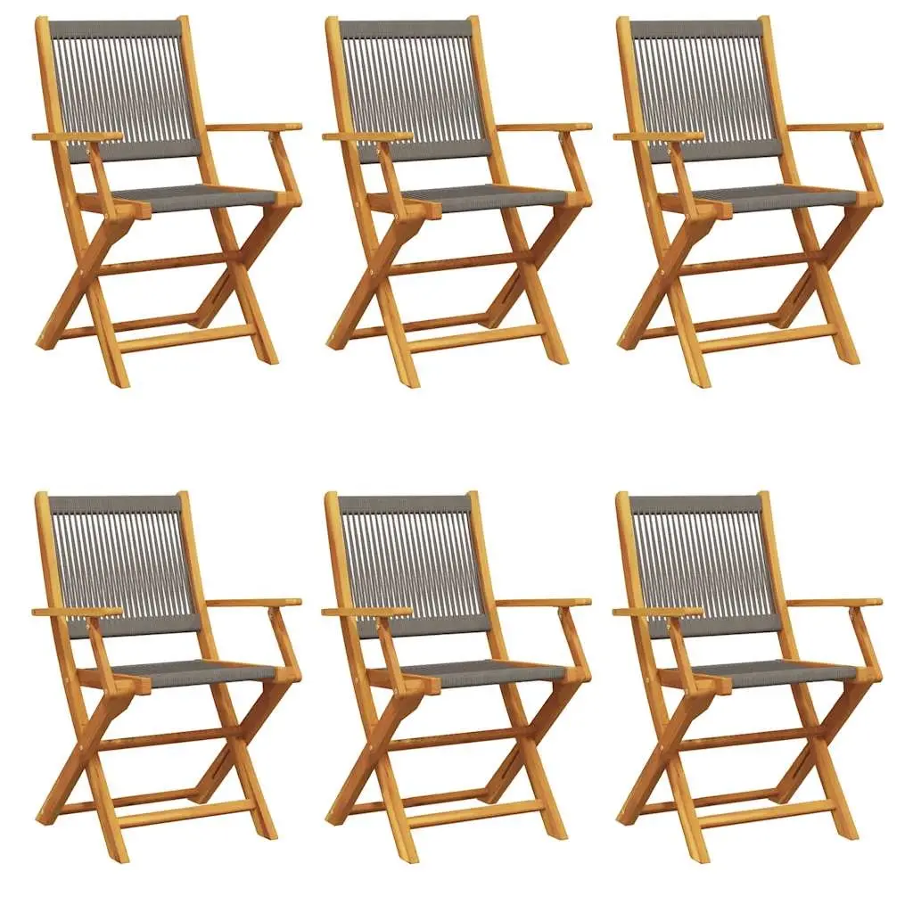 Folding Garden Chairs 6 pcs Grey Solid Wood Acacia 3214569 - Furniture