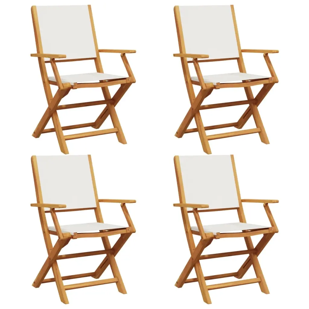 Folding Garden Chairs 4 pcs Cream White Fabric and Solid Wood 3214574 - Up to 65% off Outdoor Furniture