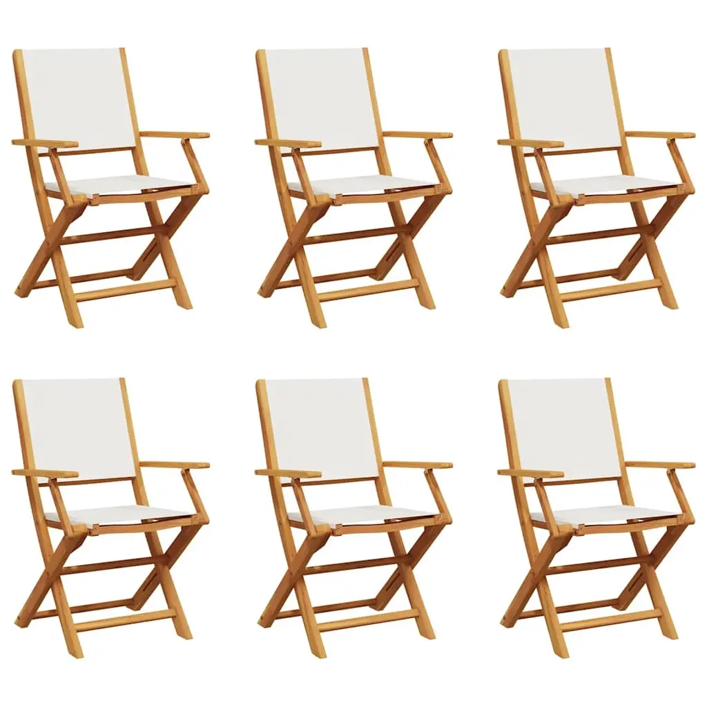 Folding Garden Chairs 6 pcs Cream White Fabric and Solid Wood 3214575 - Furniture