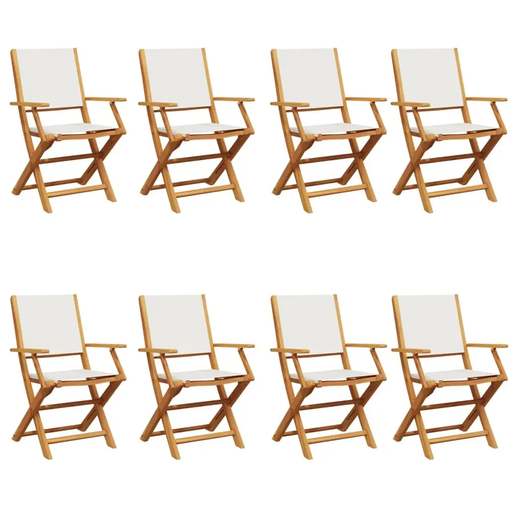 Folding Garden Chairs 8 pcs Cream White Fabric and Solid Wood 3214576 - Furniture