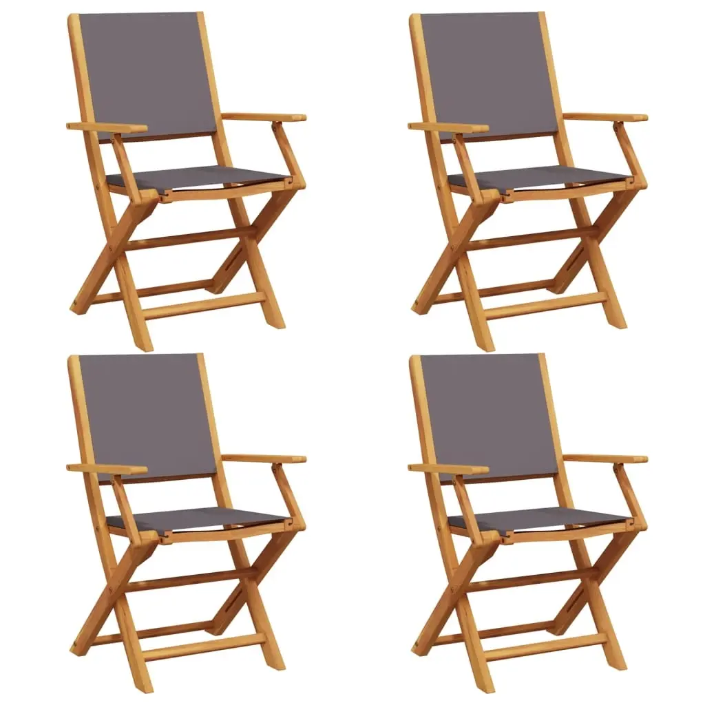 Folding Garden Chairs 4 pcs Anthracite Fabric and Solid Wood 3214577 - Furniture