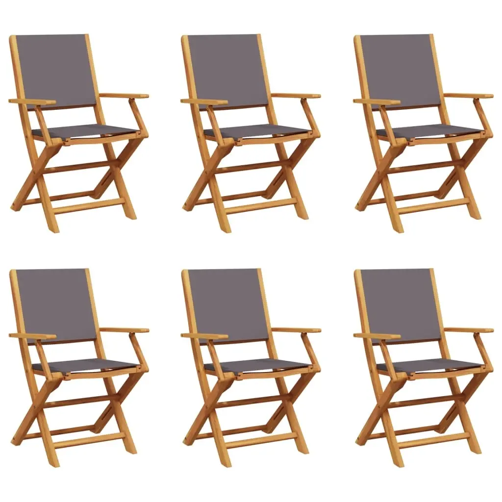 Folding Garden Chairs 6 pcs Anthracite Fabric and Solid Wood 3214578 - Furniture