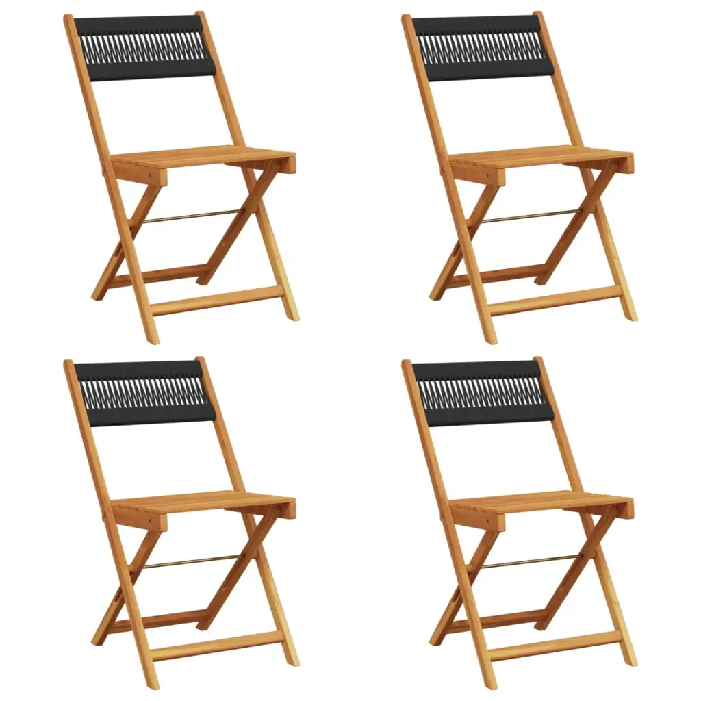 Folding Garden Chairs 4 pcs Black Solid Wood Acacia 3214601 - Furniture