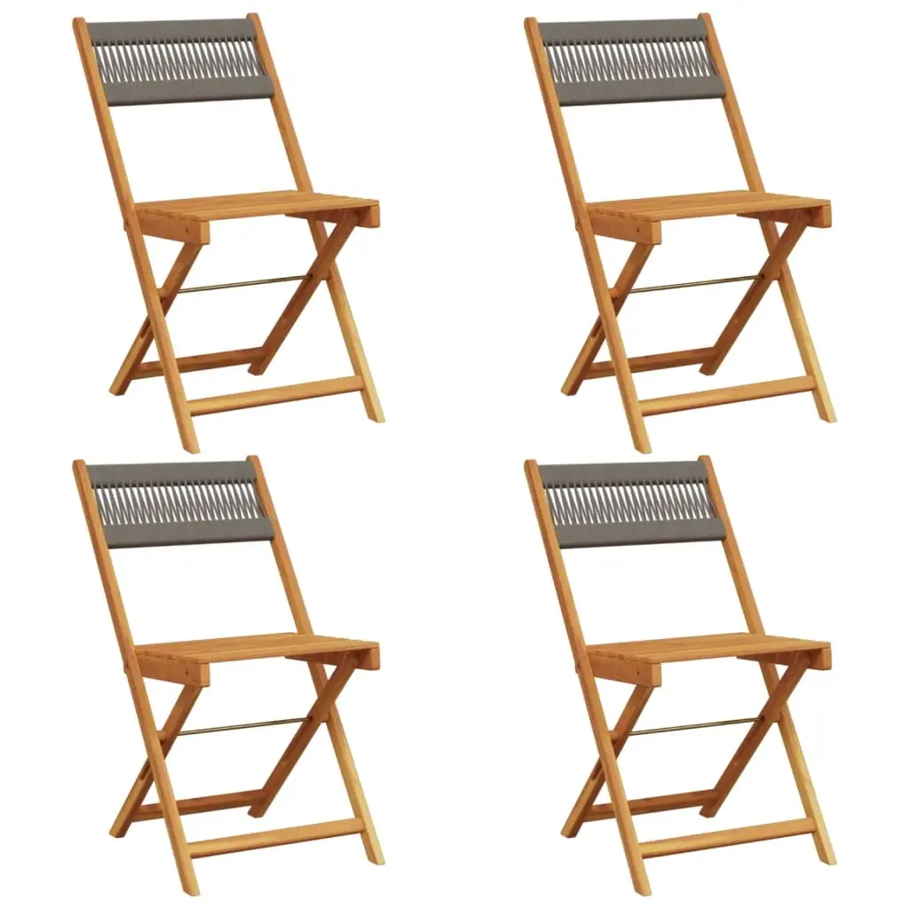 Folding Garden Chairs 4 pcs Grey Solid Wood Acacia 3214604 - Furniture