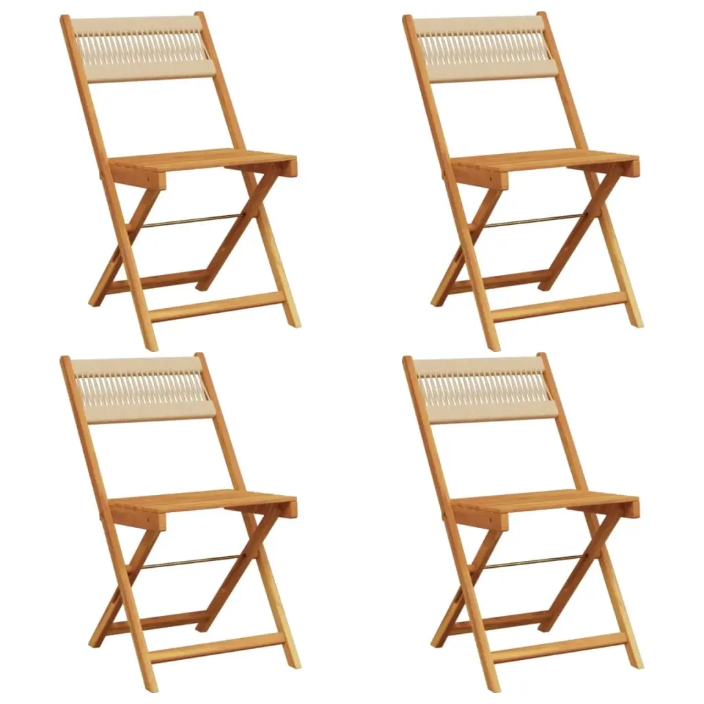 Folding Garden Chairs 4 pcs Beige Solid Wood Acacia 3214607 - Furniture