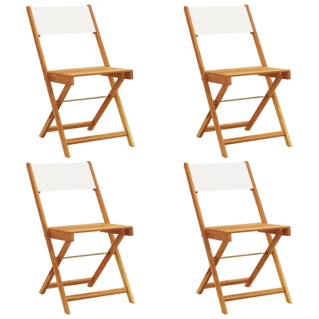 Folding Garden Chairs 4 pcs Cream White Fabric and Solid Wood 3214610 - Furniture