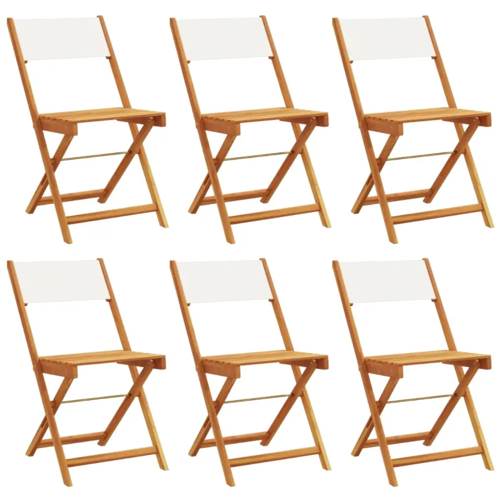 Folding Garden Chairs 6 pcs Cream White Fabric and Solid Wood 3214611 - Furniture