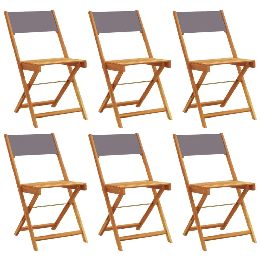 Folding Garden Chairs 6 pcs Anthracite Fabric and Solid Wood 3214614 - Furniture