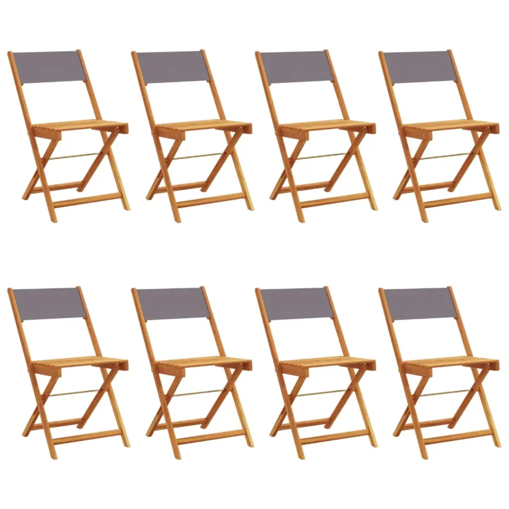 Folding Garden Chairs 8 pcs Anthracite Fabric and Solid Wood 3214615 - Furniture
