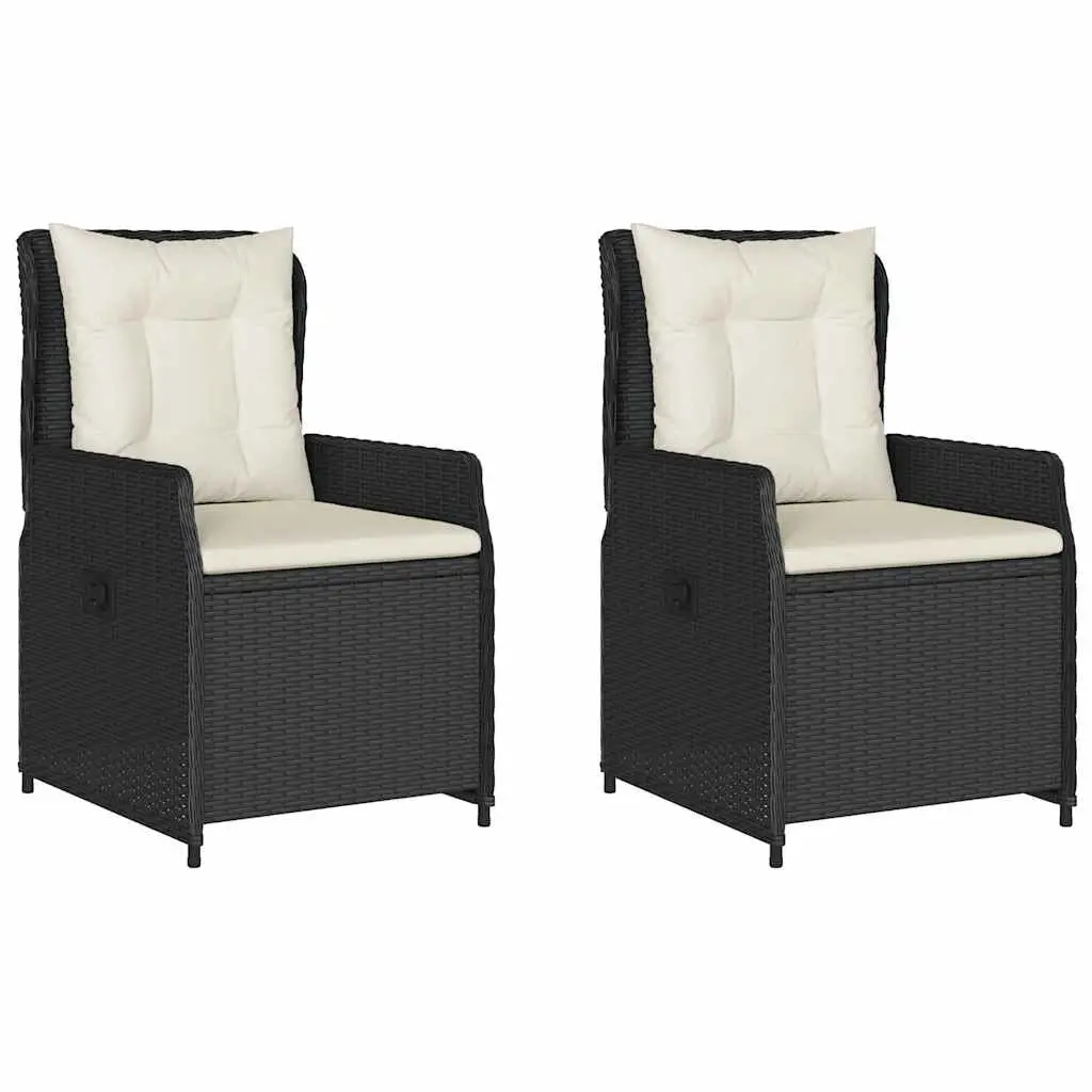 Reclining Garden Chairs 2 pcs Black Poly Rattan 368652 - Furniture