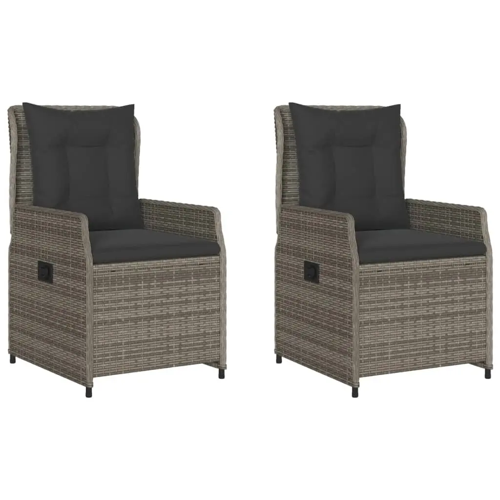 Reclining Garden Chairs 2 pcs Grey Poly Rattan 368654 - Furniture