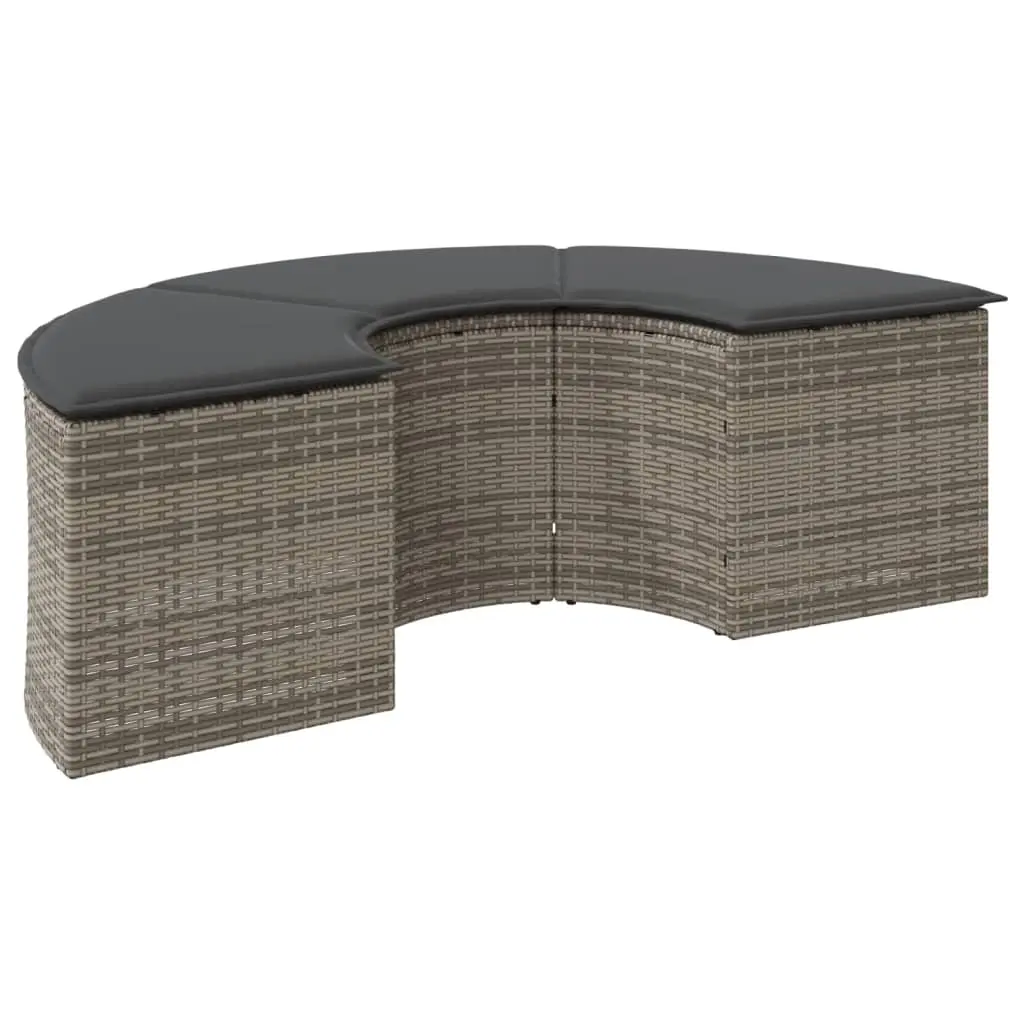Garden Footstool with Cushion Grey Poly Rattan 369088 - Furniture