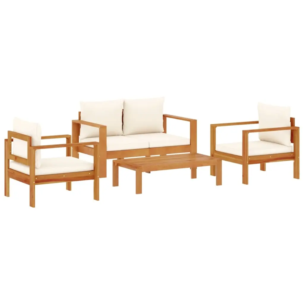 4 Piece Garden Sofa Set with Cushions Solid Wood Acacia 3214838 - Furniture