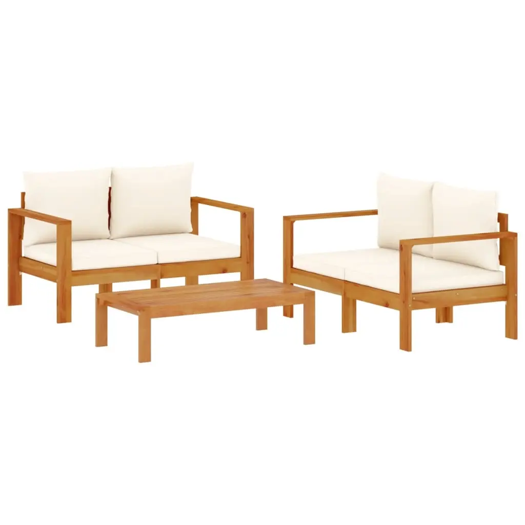 3 Piece Garden Sofa Set with Cushions Solid Wood Acacia 3214839 - Furniture