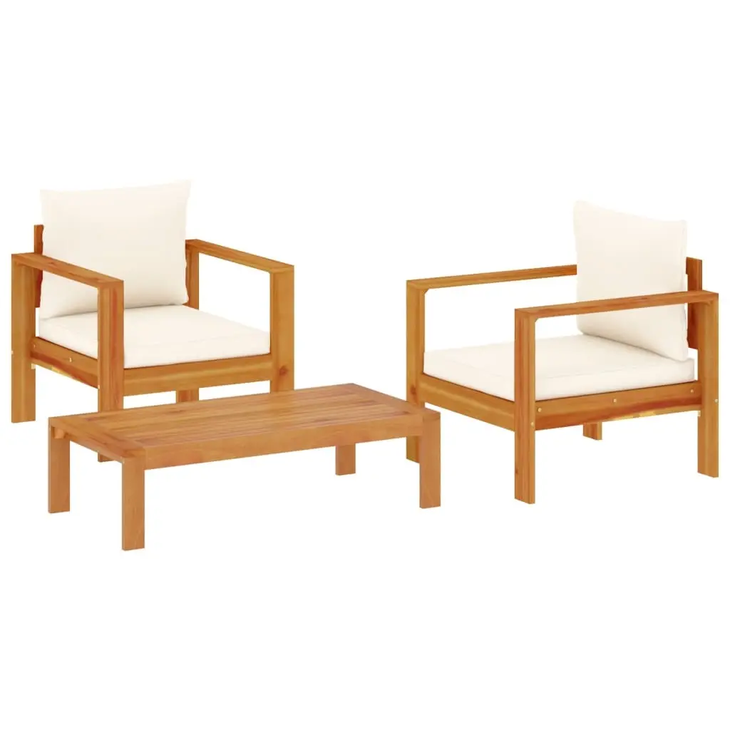 3 Piece Garden Sofa Set with Cushions Solid Wood Acacia 3214841 - Furniture
