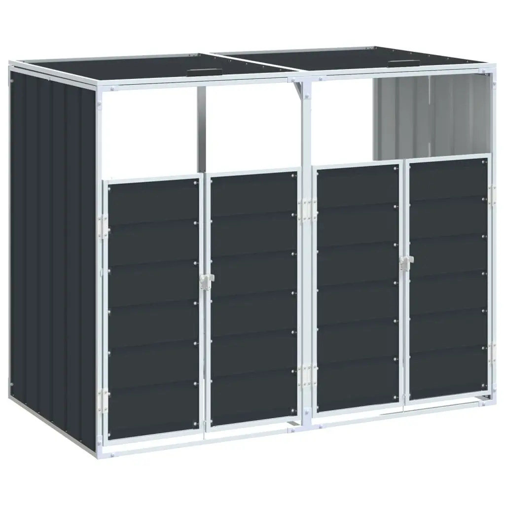 Wheelie Bin Storage for Double Bins Anthracite 144x81x113 cm Steel 4006177 - Home & Garden