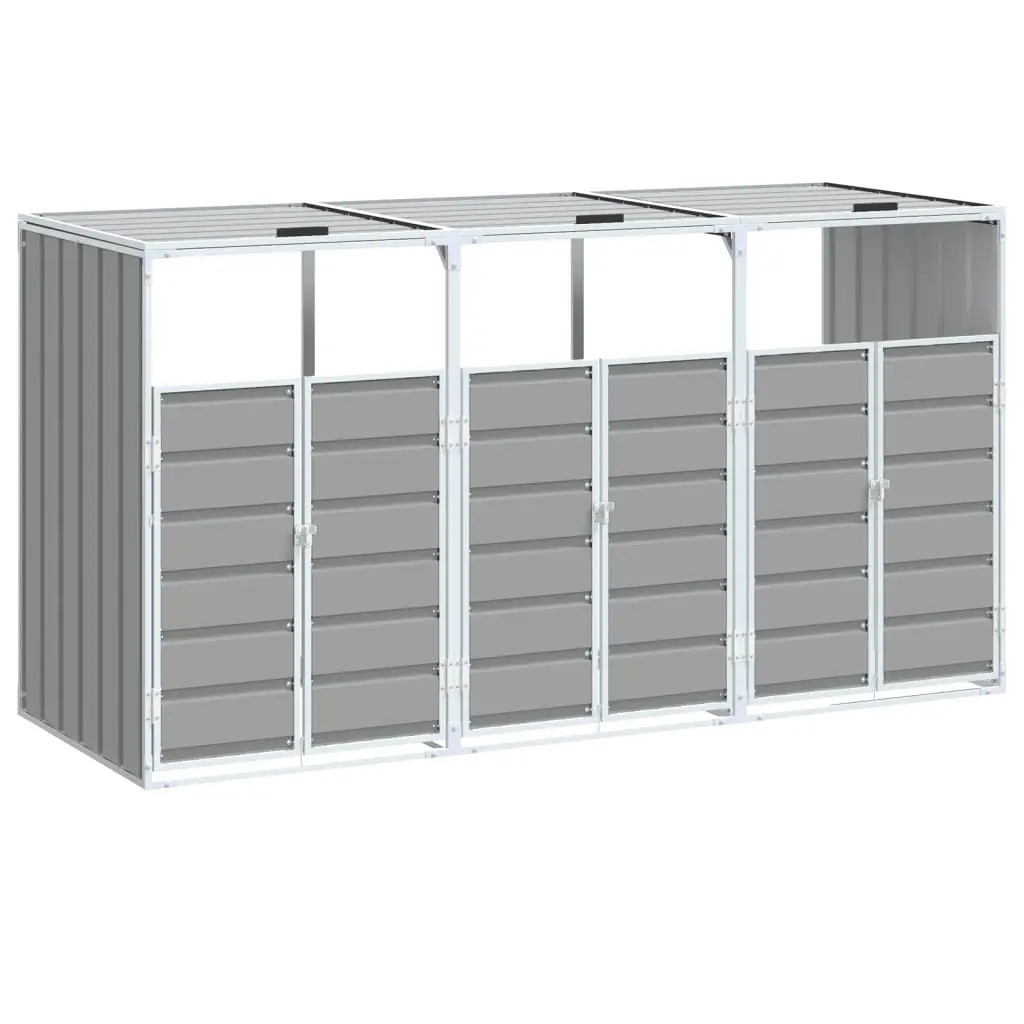 Wheelie Bin Storage for Triple Bins Grey 216x81x115 cm Steel 4006180 - Home & Garden