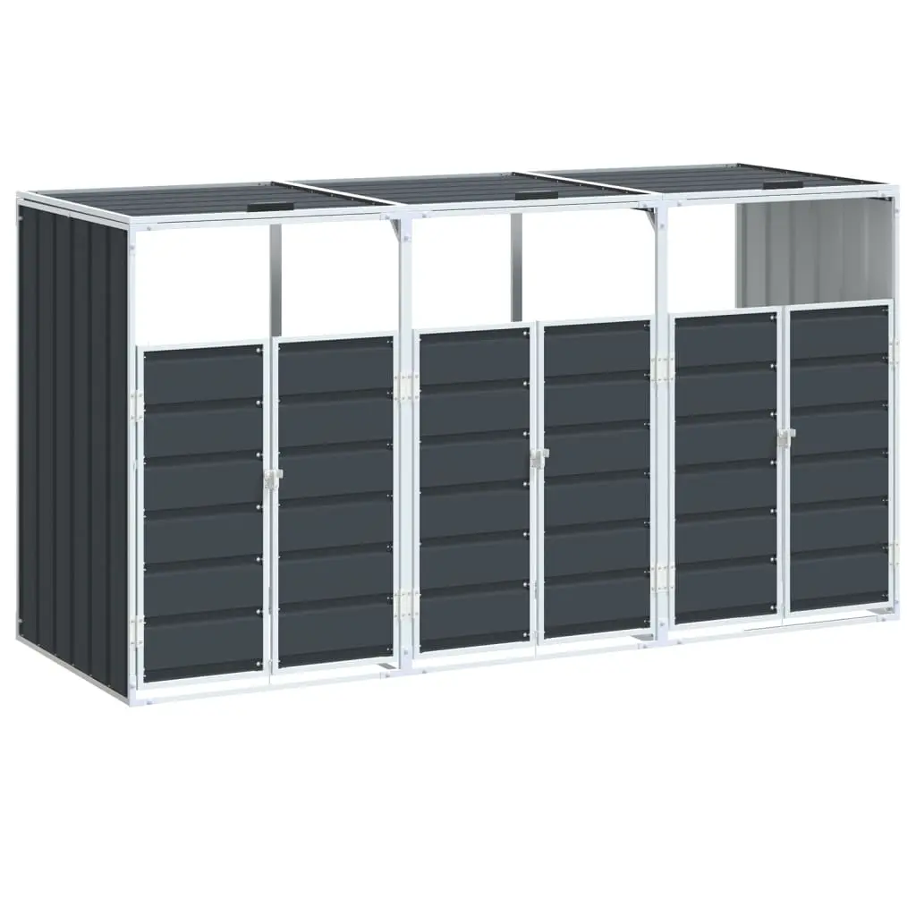 Wheelie Bin Storage for Triple Bins Anthracite 216x81x115 cm Steel 4006181 - Home & Garden