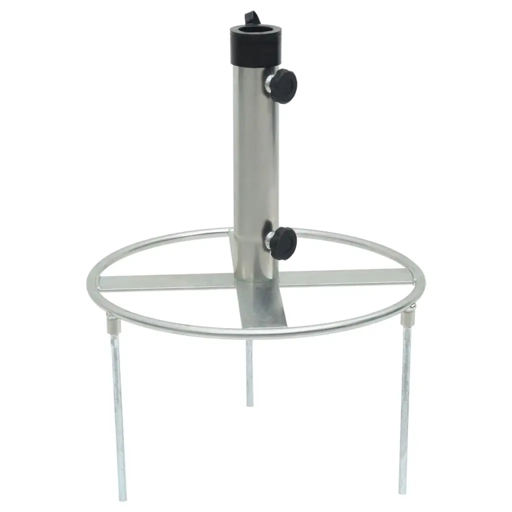 Parasol Base with Ground Spikes for Ø38/48 mm Silver Steel 4003378 - Home & Garden