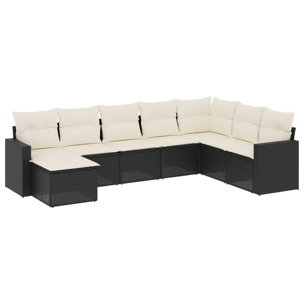 8 Piece Garden Sofa Set with Cushions Black Poly Rattan 3251693 - Furniture