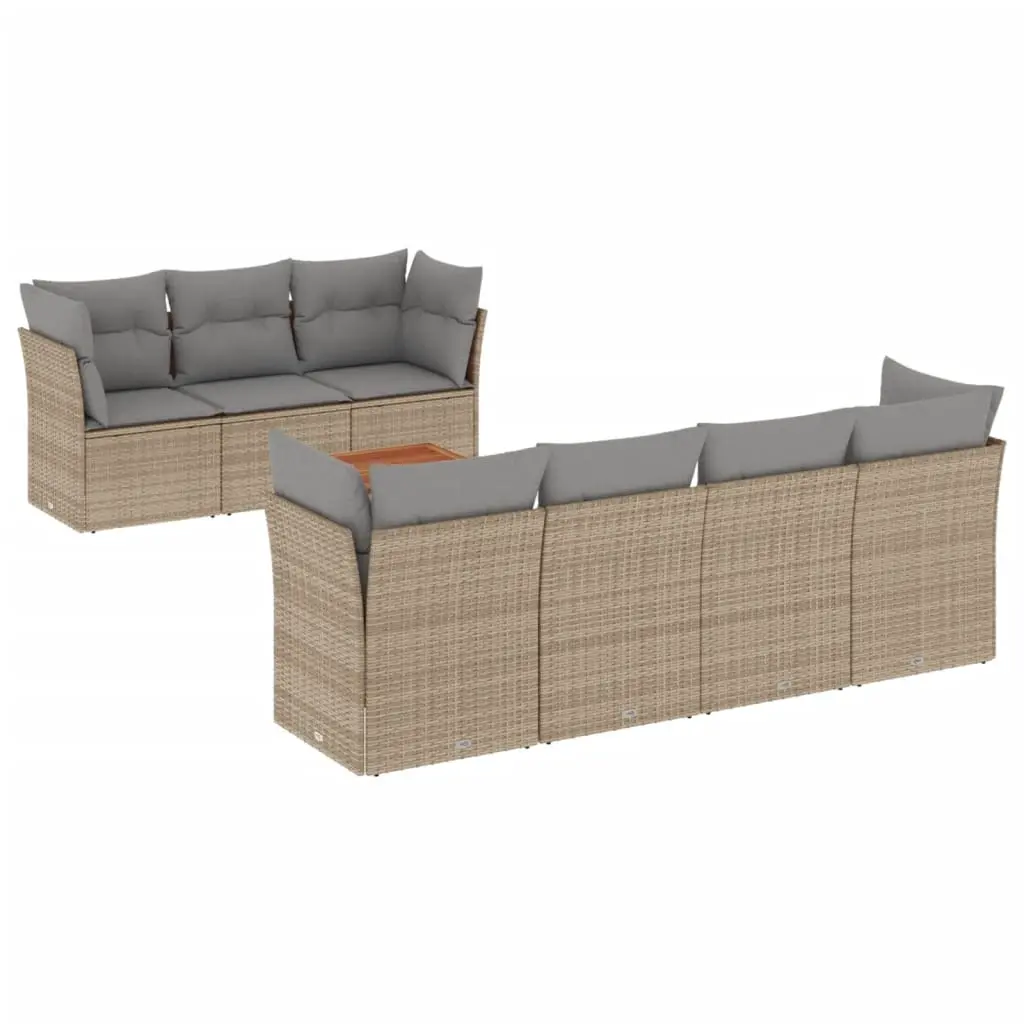 8 Piece Garden Sofa Set with Cushions Mix Beige Poly Rattan 3255835 - Furniture