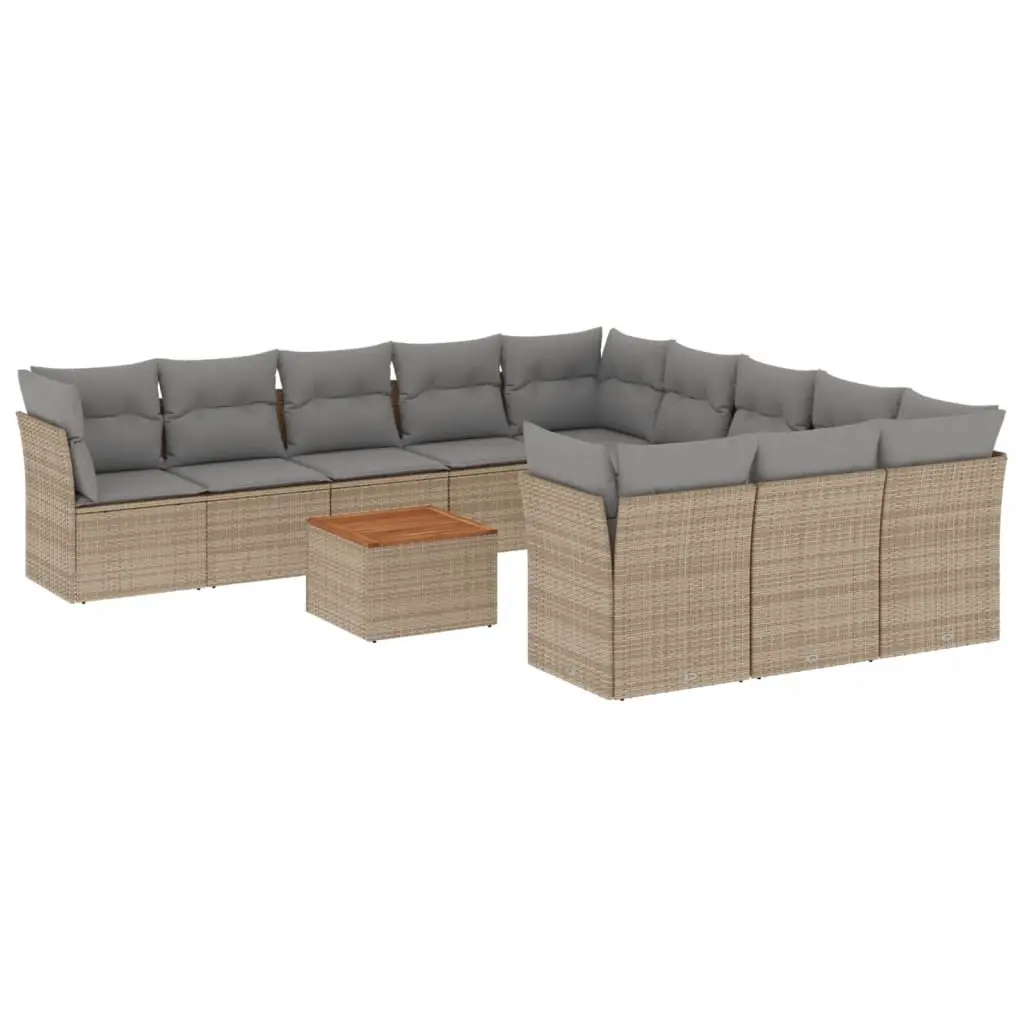 12 Piece Garden Sofa Set with Cushions Mix Beige Poly Rattan 3256241 - Furniture