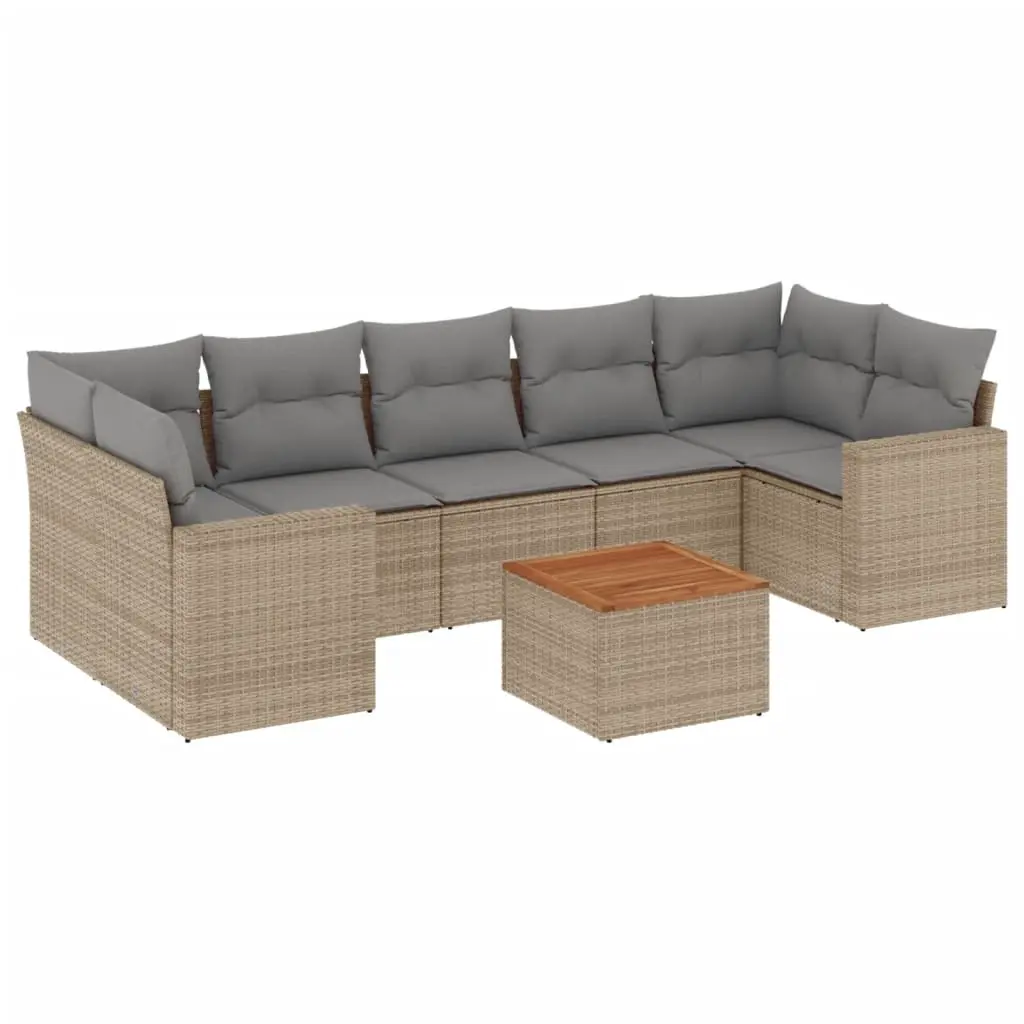8 Piece Garden Sofa Set with Cushions Mix Beige Poly Rattan 3256367 - Furniture