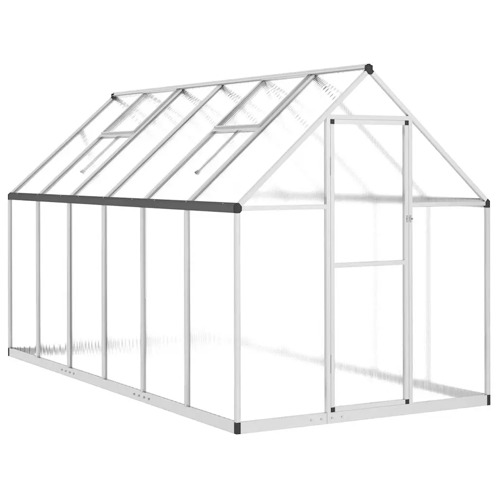 Greenhouse with Base Frame Silver 334x169x195 cm Aluminium 3266326 - Home & Garden