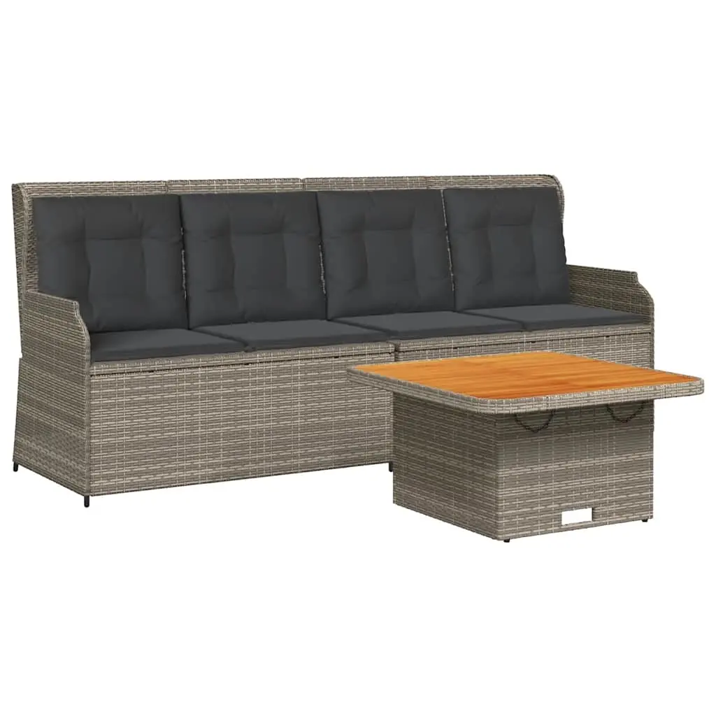 3 Piece Garden Lounge Set with Cushions Grey Poly Rattan 3262102 - Furniture