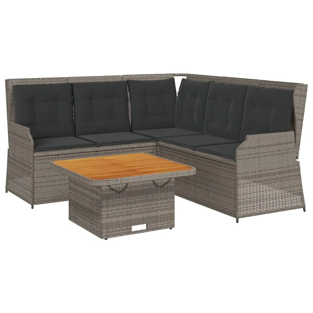 4 Piece Garden Lounge Set with Cushions Grey Poly Rattan 3262146 - Furniture
