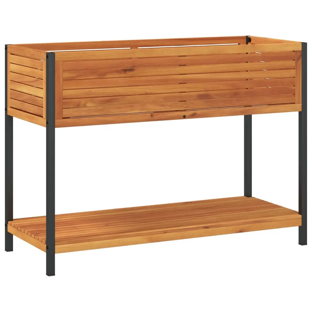 Garden Planter with Shelf 110x45x80 cm Solid Wood Acacia and Steel 367618 - Home & Garden
