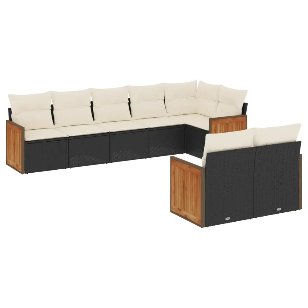 8 Piece Garden Sofa Set with Cushions Black Poly Rattan 3260229 - Furniture