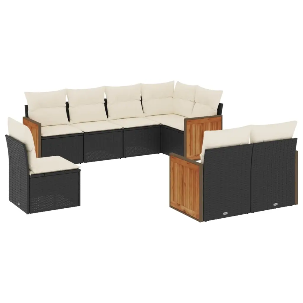 8 Piece Garden Sofa Set with Cushions Black Poly Rattan 3260243 - Furniture