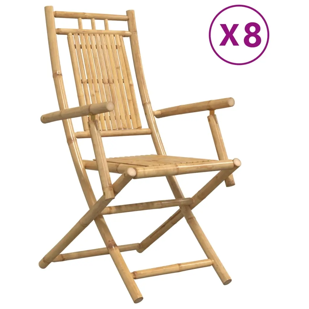 Folding Garden Chairs 8 pcs 53x66x99 cm Bamboo 3278516 - Furniture