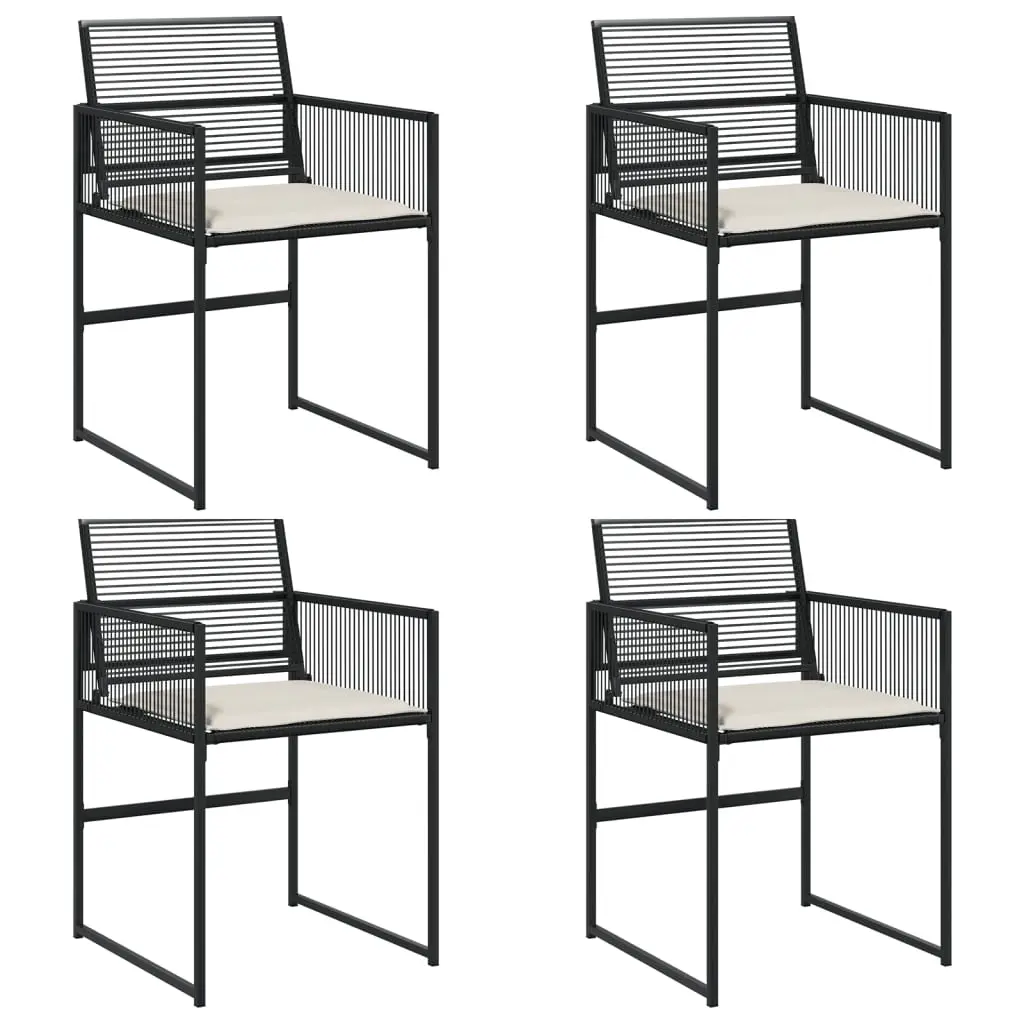 Garden Chairs with Cushions 4 pcs Black Poly Rattan 4008575 - Furniture