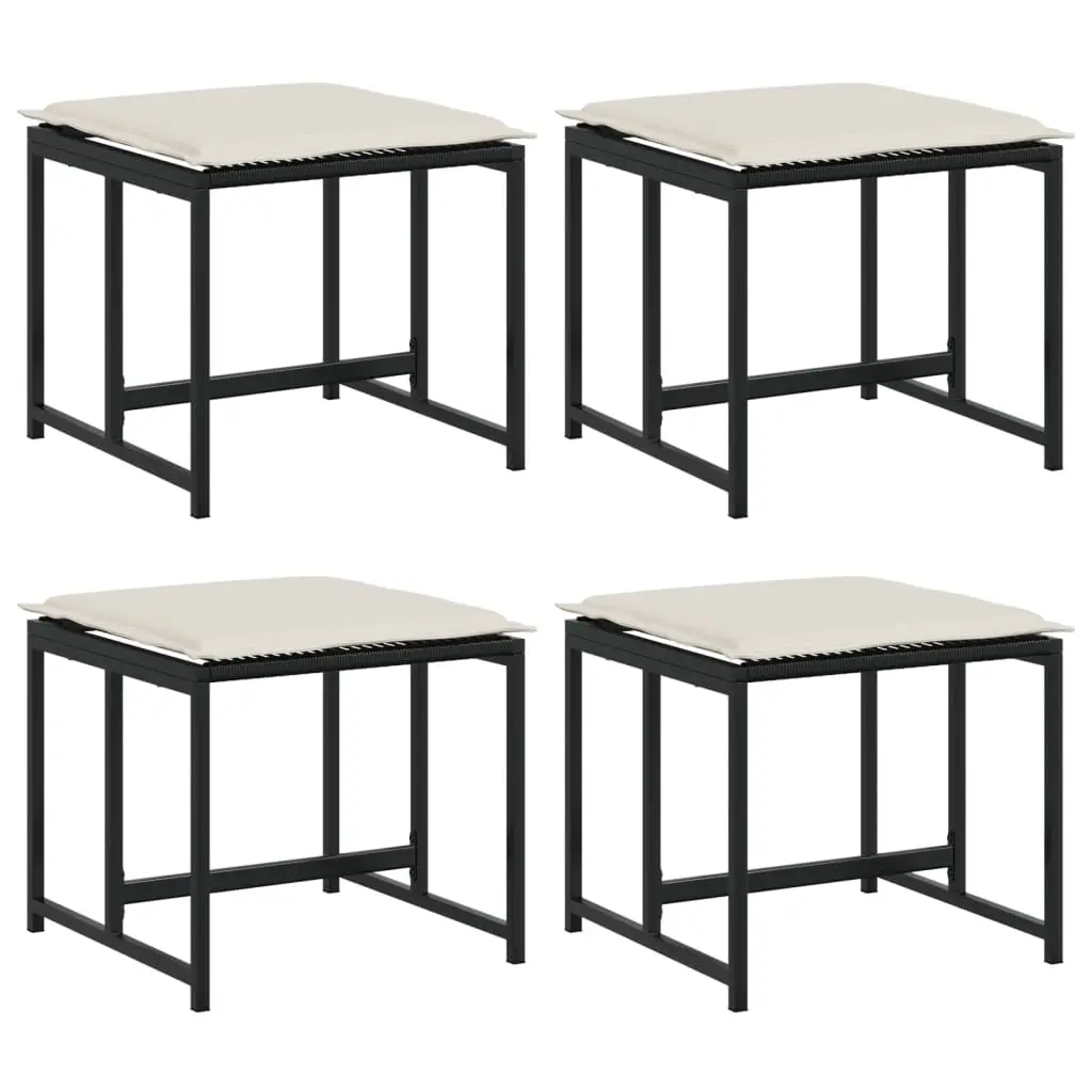 Garden Stools with Cushions 4 pcs Black Poly Rattan 4008576 - Furniture
