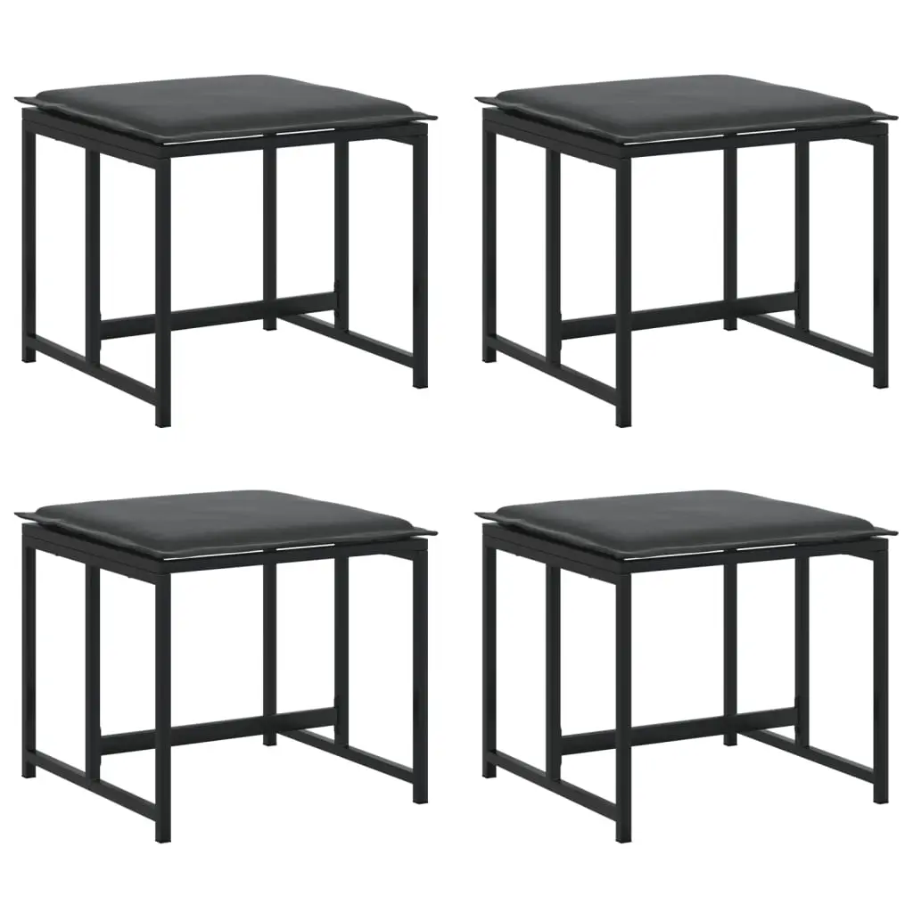 Garden Stools with Cushions 4 pcs Black Steel and Textilene 4008585 - Furniture
