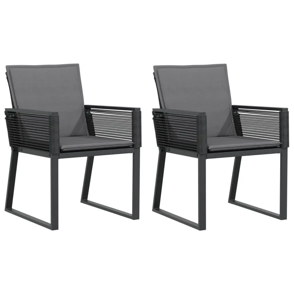 Garden Chairs with Cushions 2 pcs Black Poly Rattan 4008115 - Furniture