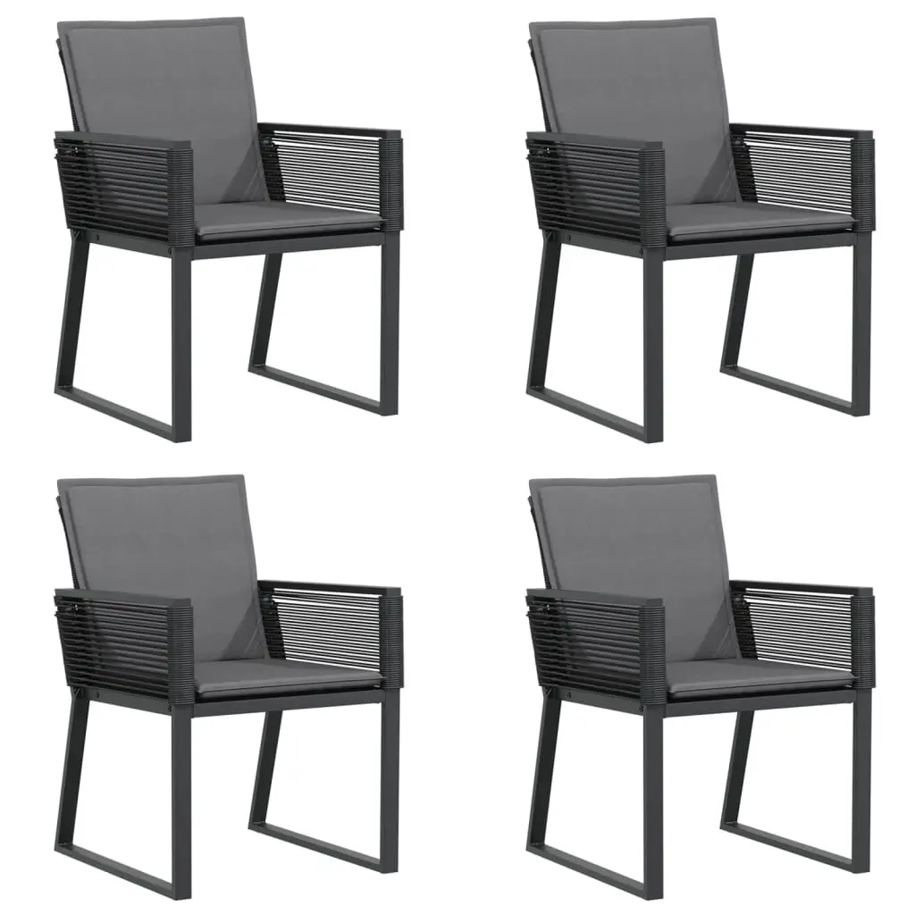 Garden Chairs with Cushions 4 pcs Black Poly Rattan 4008116 - Furniture