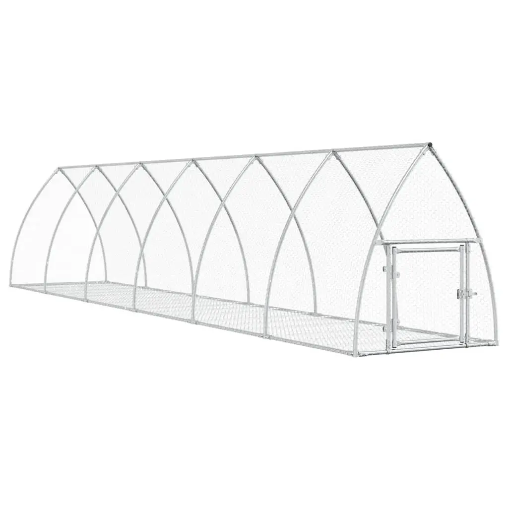 Rabbit Hutch Silver 105x600x120 cm Galvanised Steel 3281529 - Pets