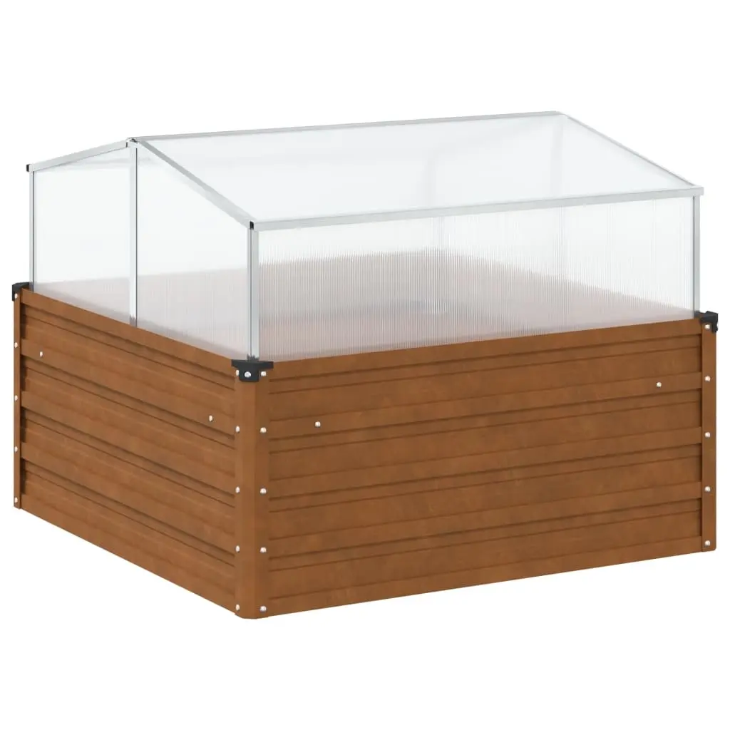 Garden Planter with Green House Weathering Steel 4008962 - Home & Garden