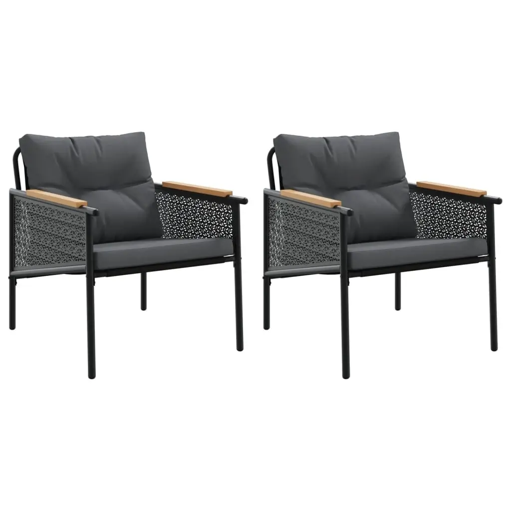 Garden Chairs with Cushions 2 pcs Black Steel 4009301 - Furniture
